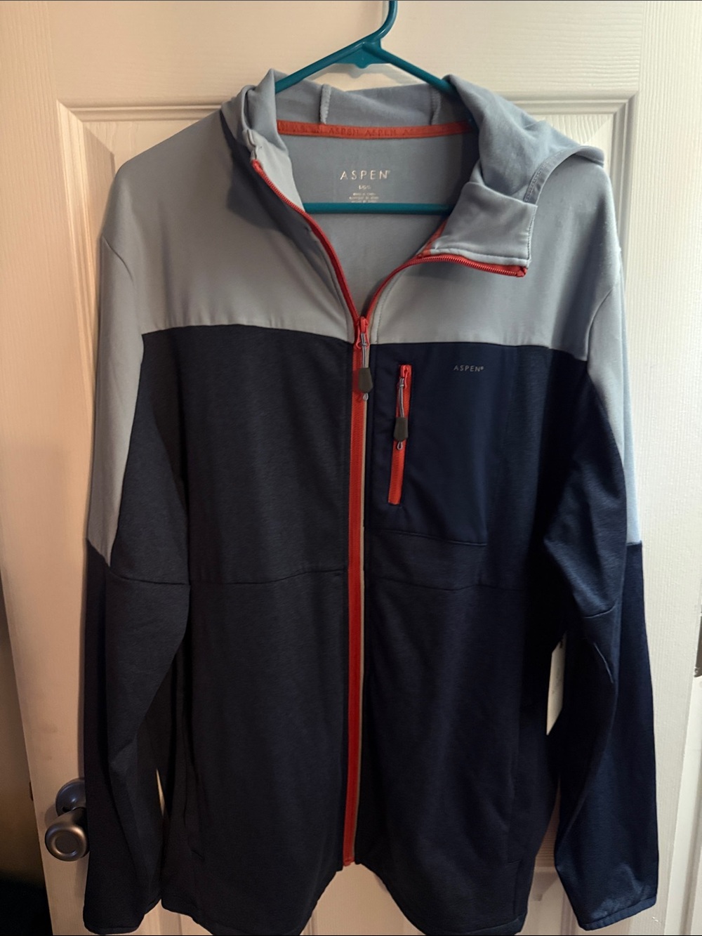 ASPEN Two-Tone Light Gray & Navy Lightweight Zip Jacket - Picture 2 of 3